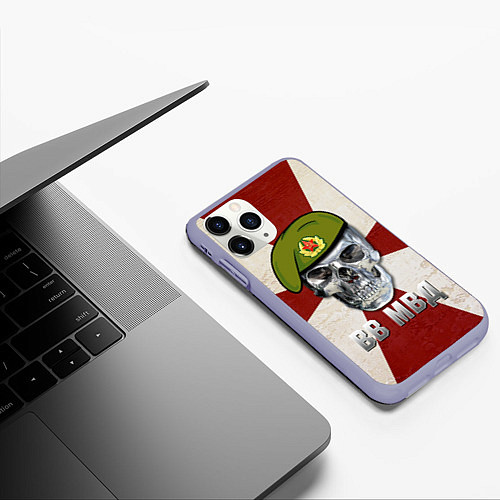 Чехол iPhone 11 Pro матовый Череп: ВВ МВД / 3D-Светло-сиреневый – фото 3