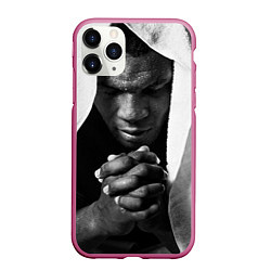Чехол iPhone 11 Pro матовый Майк Тайсон, цвет: 3D-малиновый