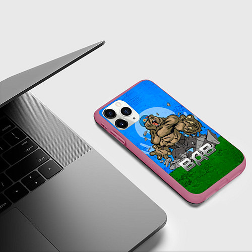 Чехол iPhone 11 Pro матовый ВДВ / 3D-Малиновый – фото 3