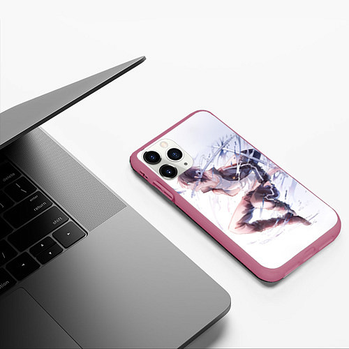 Чехол iPhone 11 Pro матовый Бездомный бог / 3D-Малиновый – фото 3