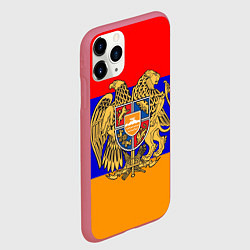 Чехол iPhone 11 Pro матовый Герб и флаг Армении, цвет: 3D-малиновый — фото 2