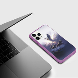 Чехол iPhone 11 Pro матовый Небесные лошади, цвет: 3D-фиолетовый — фото 2