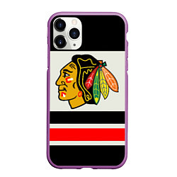 Чехол iPhone 11 Pro матовый Chicago Blackhawks, цвет: 3D-фиолетовый