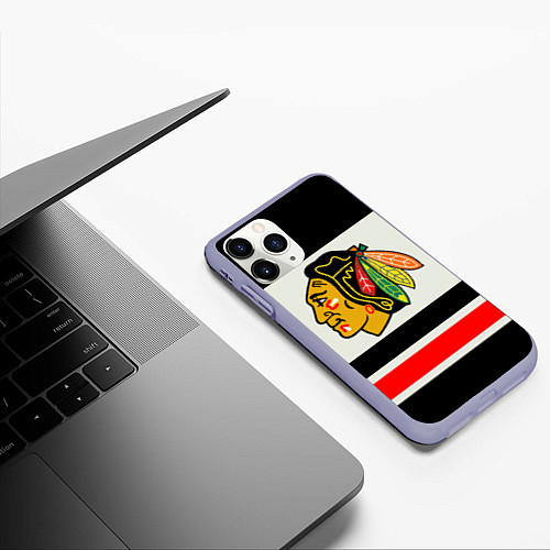 Чехол iPhone 11 Pro матовый Chicago Blackhawks / 3D-Светло-сиреневый – фото 3