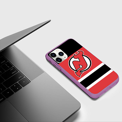 Чехол iPhone 11 Pro матовый New Jersey Devils / 3D-Фиолетовый – фото 3