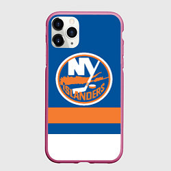 Чехол iPhone 11 Pro матовый New York Islanders, цвет: 3D-малиновый