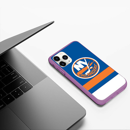 Чехол iPhone 11 Pro матовый New York Islanders / 3D-Фиолетовый – фото 3