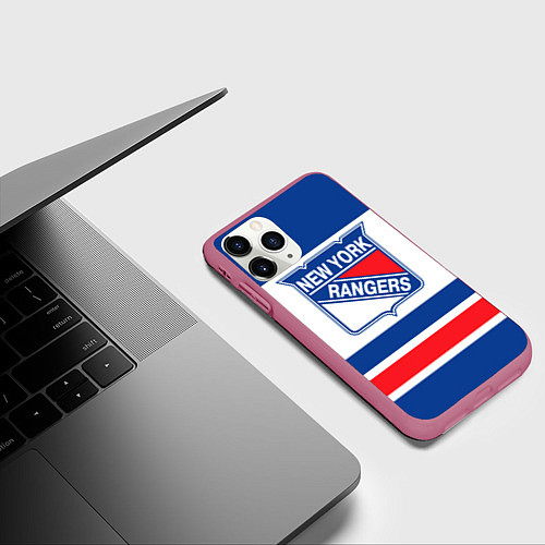 Чехол iPhone 11 Pro матовый New York Rangers / 3D-Малиновый – фото 3