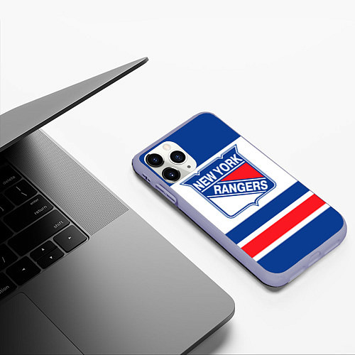 Чехол iPhone 11 Pro матовый New York Rangers / 3D-Светло-сиреневый – фото 3