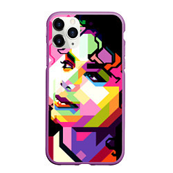 Чехол iPhone 11 Pro матовый Michael Jackson Art, цвет: 3D-фиолетовый