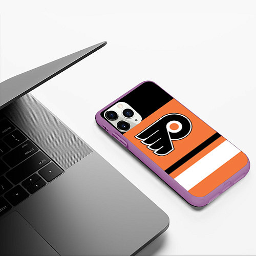 Чехол iPhone 11 Pro матовый Philadelphia Flyers / 3D-Фиолетовый – фото 3