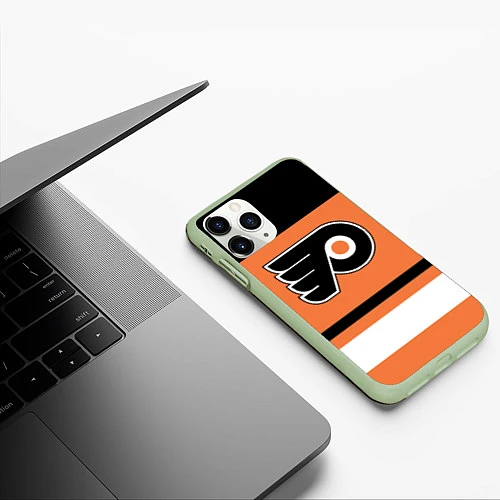 Чехол iPhone 11 Pro матовый Philadelphia Flyers / 3D-Салатовый – фото 3