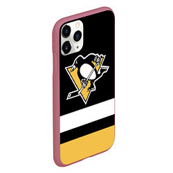Чехол iPhone 11 Pro матовый Pittsburgh Penguins: Black, цвет: 3D-малиновый — фото 2