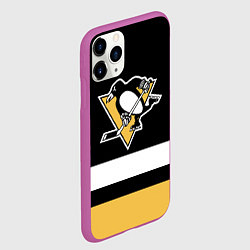 Чехол iPhone 11 Pro матовый Pittsburgh Penguins: Black, цвет: 3D-фиолетовый — фото 2