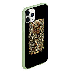 Чехол iPhone 11 Pro матовый Лев, цвет: 3D-салатовый — фото 2