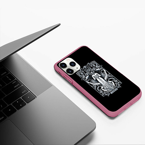 Чехол iPhone 11 Pro матовый Водолей / 3D-Малиновый – фото 3