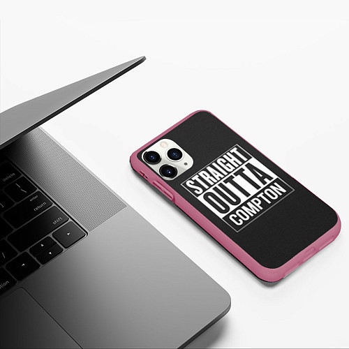 Чехол iPhone 11 Pro матовый Straight Outta Compton / 3D-Малиновый – фото 3