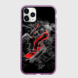 Чехол iPhone 11 Pro матовый Сноубордист, цвет: 3D-фиолетовый