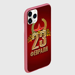 Чехол iPhone 11 Pro матовый 23 февраля, цвет: 3D-малиновый — фото 2