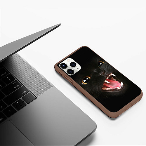 Чехол iPhone 11 Pro матовый Черный кот / 3D-Коричневый – фото 3