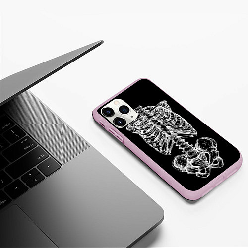 Чехол iPhone 11 Pro матовый Скелет / 3D-Розовый – фото 3