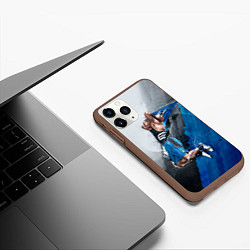 Чехол iPhone 11 Pro матовый Баскетбол бросок, цвет: 3D-коричневый — фото 2