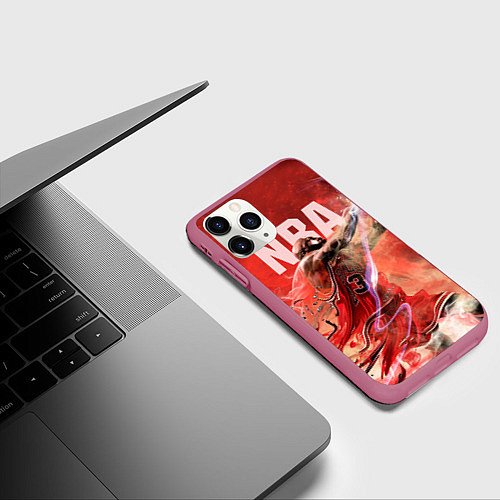 Чехол iPhone 11 Pro матовый Спорт NBA / 3D-Малиновый – фото 3