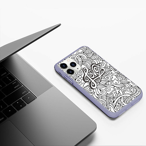 Чехол iPhone 11 Pro матовый Love графика / 3D-Светло-сиреневый – фото 3