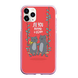 Чехол iPhone 11 Pro матовый Кисули Love, цвет: 3D-розовый