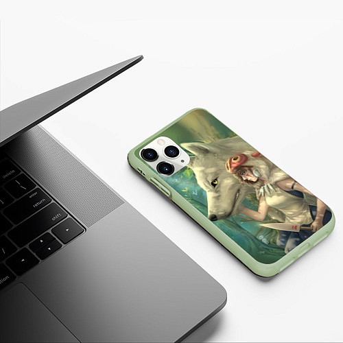 Чехол iPhone 11 Pro матовый Принцесса и волк / 3D-Салатовый – фото 3