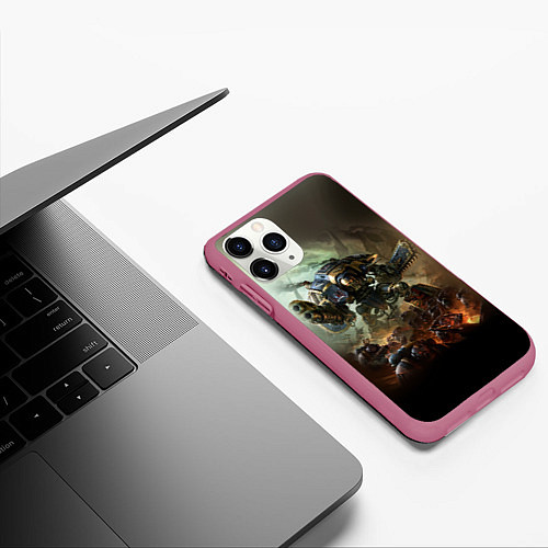 Чехол iPhone 11 Pro матовый Титан / 3D-Малиновый – фото 3