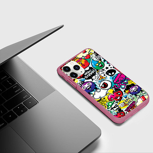 Чехол iPhone 11 Pro матовый Bombing / 3D-Малиновый – фото 3