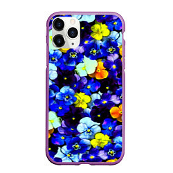 Чехол iPhone 11 Pro матовый Синие цветы, цвет: 3D-фиолетовый