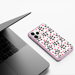 Чехол iPhone 11 Pro матовый Любимые панды, цвет: 3D-розовый — фото 2