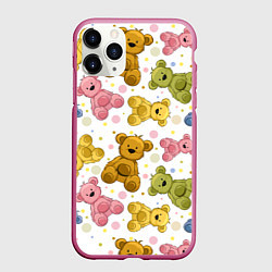 Чехол iPhone 11 Pro матовый Любимые медвежата, цвет: 3D-малиновый