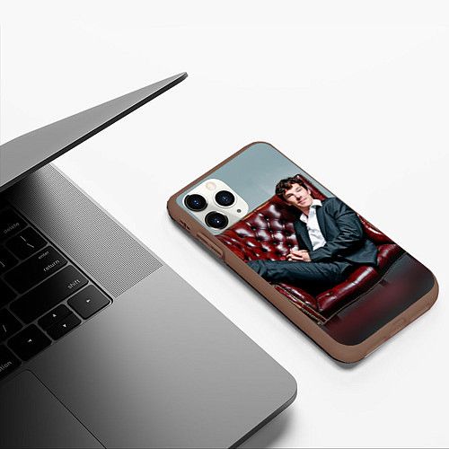 Чехол iPhone 11 Pro матовый Бенедикт Камбербэтч / 3D-Коричневый – фото 3