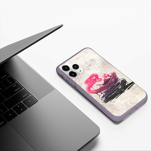 Чехол iPhone 11 Pro матовый Three Days Grace: Acid snake / 3D-Серый – фото 3