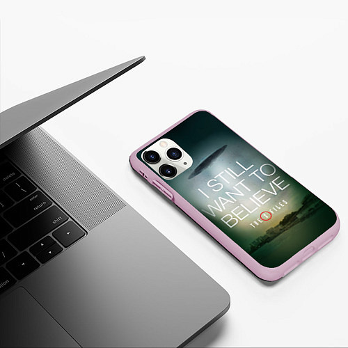 Чехол iPhone 11 Pro матовый I still want to believe / 3D-Розовый – фото 3