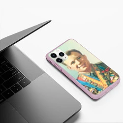 Чехол iPhone 11 Pro матовый Гагарин в орденах, цвет: 3D-розовый — фото 2