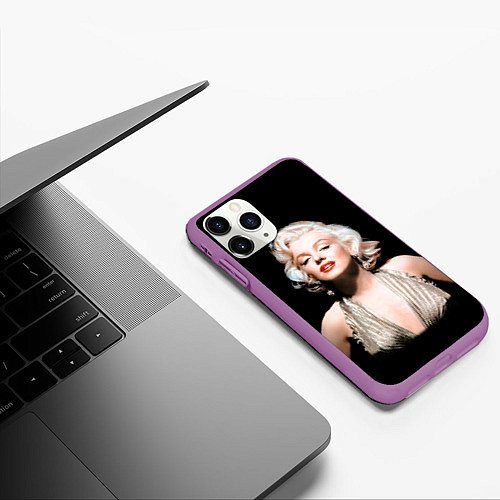 Чехол iPhone 11 Pro матовый Мерлин Монро 2 / 3D-Фиолетовый – фото 3