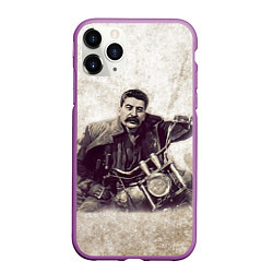 Чехол iPhone 11 Pro матовый Сталин байкер, цвет: 3D-фиолетовый