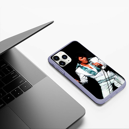 Чехол iPhone 11 Pro матовый Элвис поет / 3D-Светло-сиреневый – фото 3