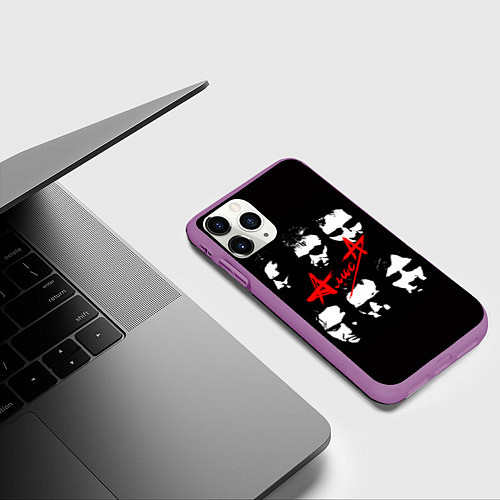 Чехол iPhone 11 Pro матовый Группа АлисА / 3D-Фиолетовый – фото 3