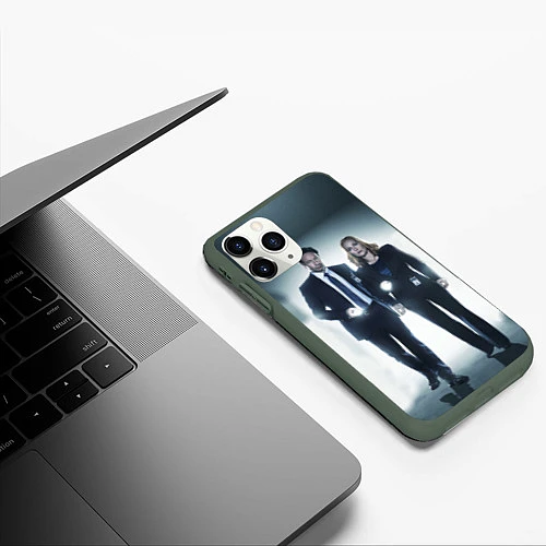 Чехол iPhone 11 Pro матовый Малдер и Скалли / 3D-Темно-зеленый – фото 3