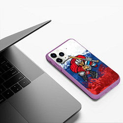 Чехол iPhone 11 Pro матовый Русский хоккеист, цвет: 3D-фиолетовый — фото 2