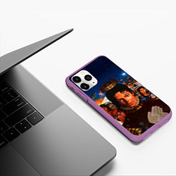 Чехол iPhone 11 Pro матовый Michael Jackson: Pop King, цвет: 3D-фиолетовый — фото 2