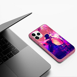 Чехол iPhone 11 Pro матовый Michael Jackson: Moon, цвет: 3D-малиновый — фото 2