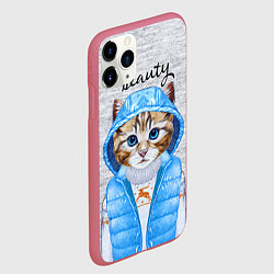 Чехол iPhone 11 Pro матовый Модная киска, цвет: 3D-малиновый — фото 2