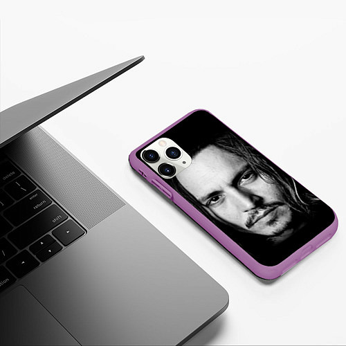 Чехол iPhone 11 Pro матовый Джонни Депп / 3D-Фиолетовый – фото 3