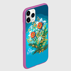 Чехол iPhone 11 Pro матовый 8 марта ретро, цвет: 3D-фиолетовый — фото 2